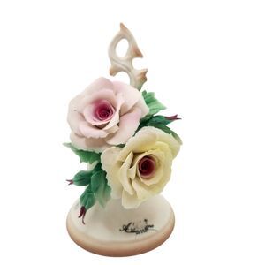 Vintage Capodimonte Italy Pink and Yellow Roses-Ceramic Flowers